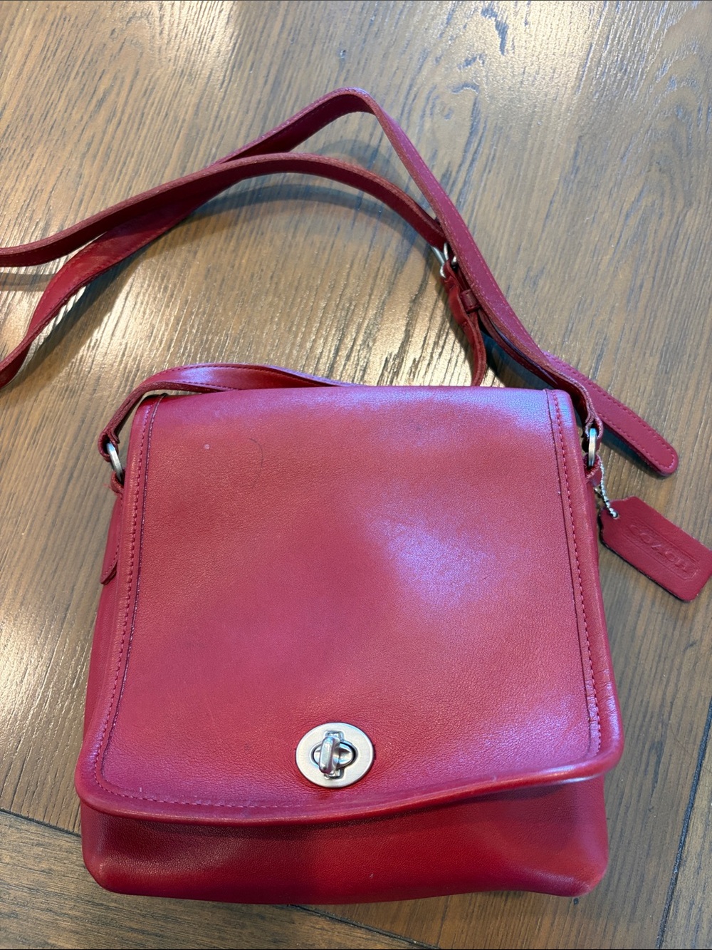 Coach Red Leather Classic Companion Flap Bag #9076 Crossbody